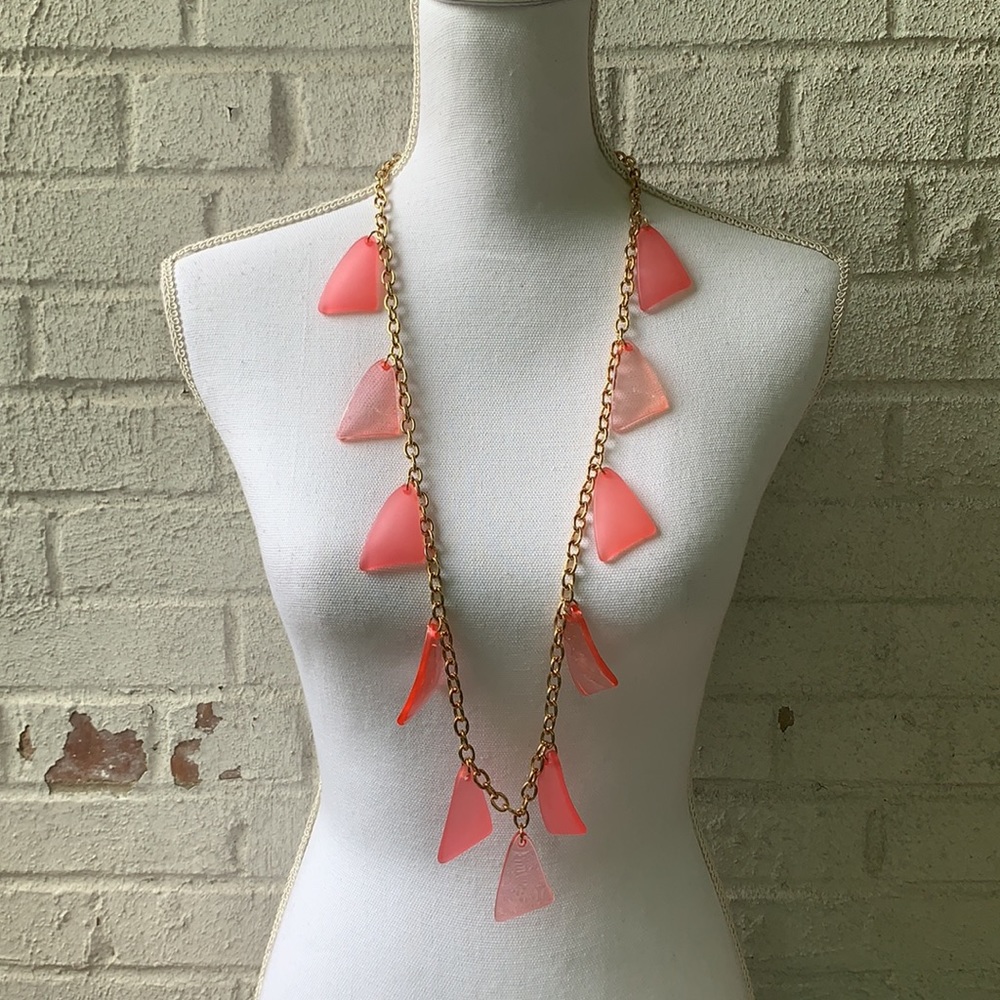 Gold-chain and Pink “Seaglass” Charm Necklace and Earring Set